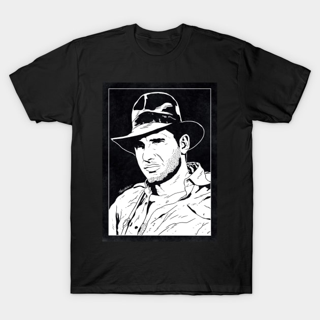 INDIANA JONES - Raiders of the Lost Ark (Black and White) T-Shirt by Famous Weirdos